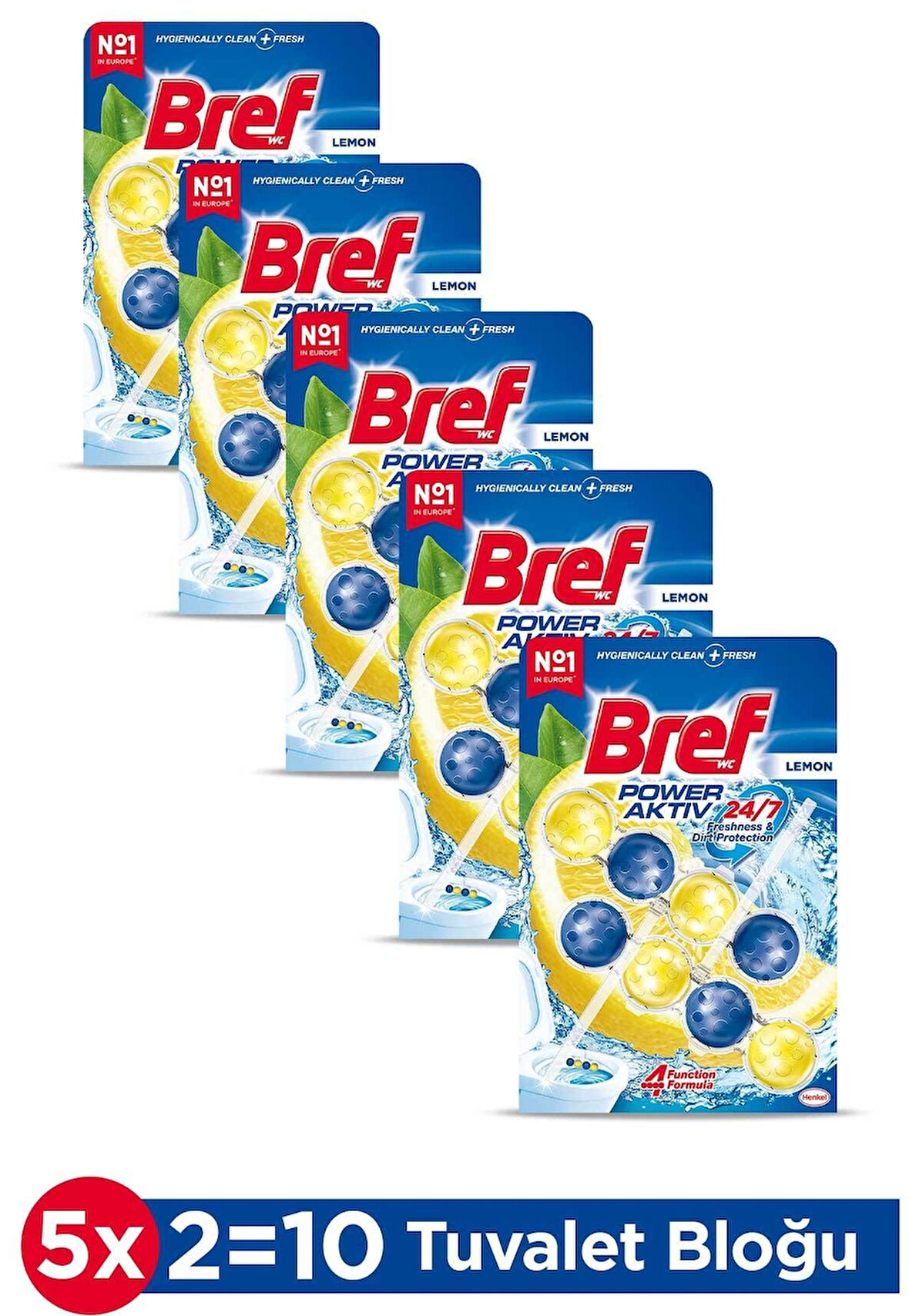 Bref Power Aktiv Katı Klozet Blok Limon Kokulu 2 li x 5 Adet