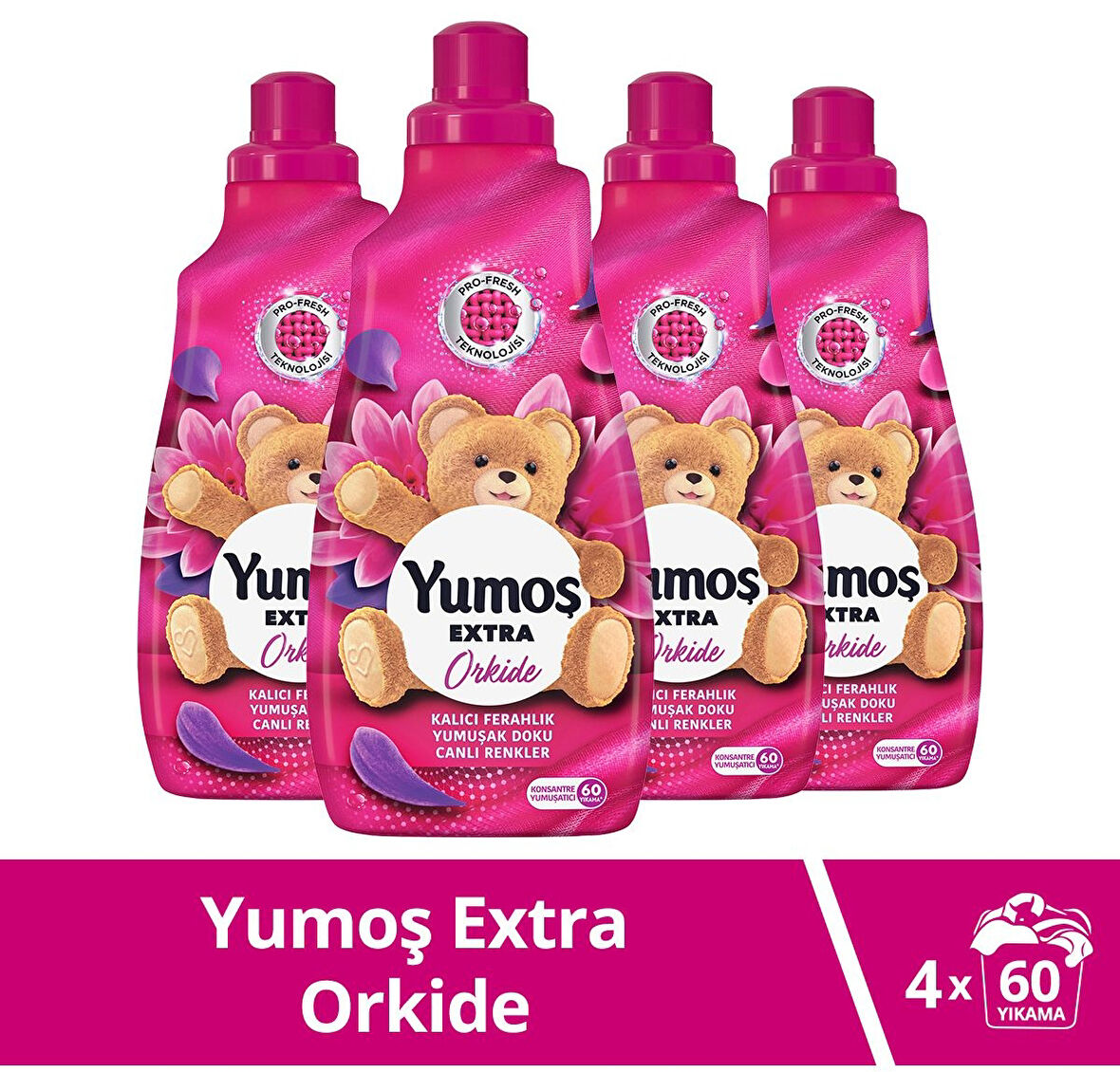 Yumoş Extra Konsantre Yumuşatıcı Yabani Orkide 1440 ml x 4 Adet