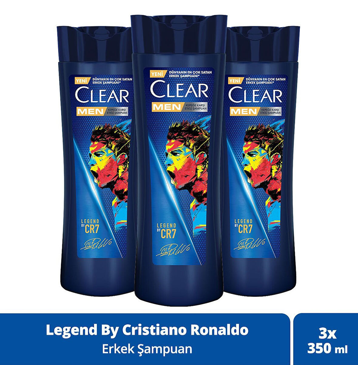 Clear Men Kepeğe Karşı Etkili Şampuan Legend By CR7 350 ml x 3 Adet