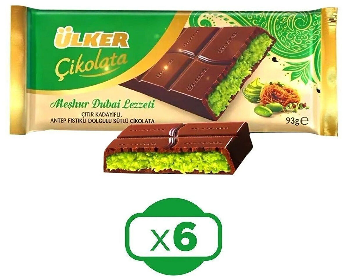 Ülker Meşhur Dubai Lezzeti Dubai Çikolatası 93 gr x 6 Adet