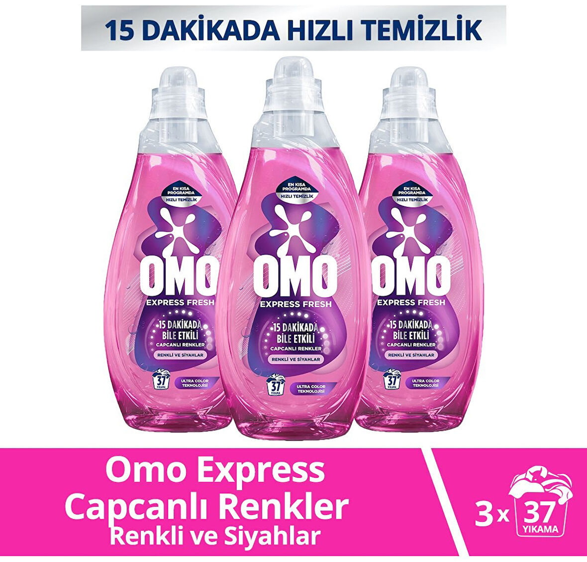 Omo Express Fresh Canlı Renkler ve Siyahlar Deterjan 1480 ml x 3 Adet