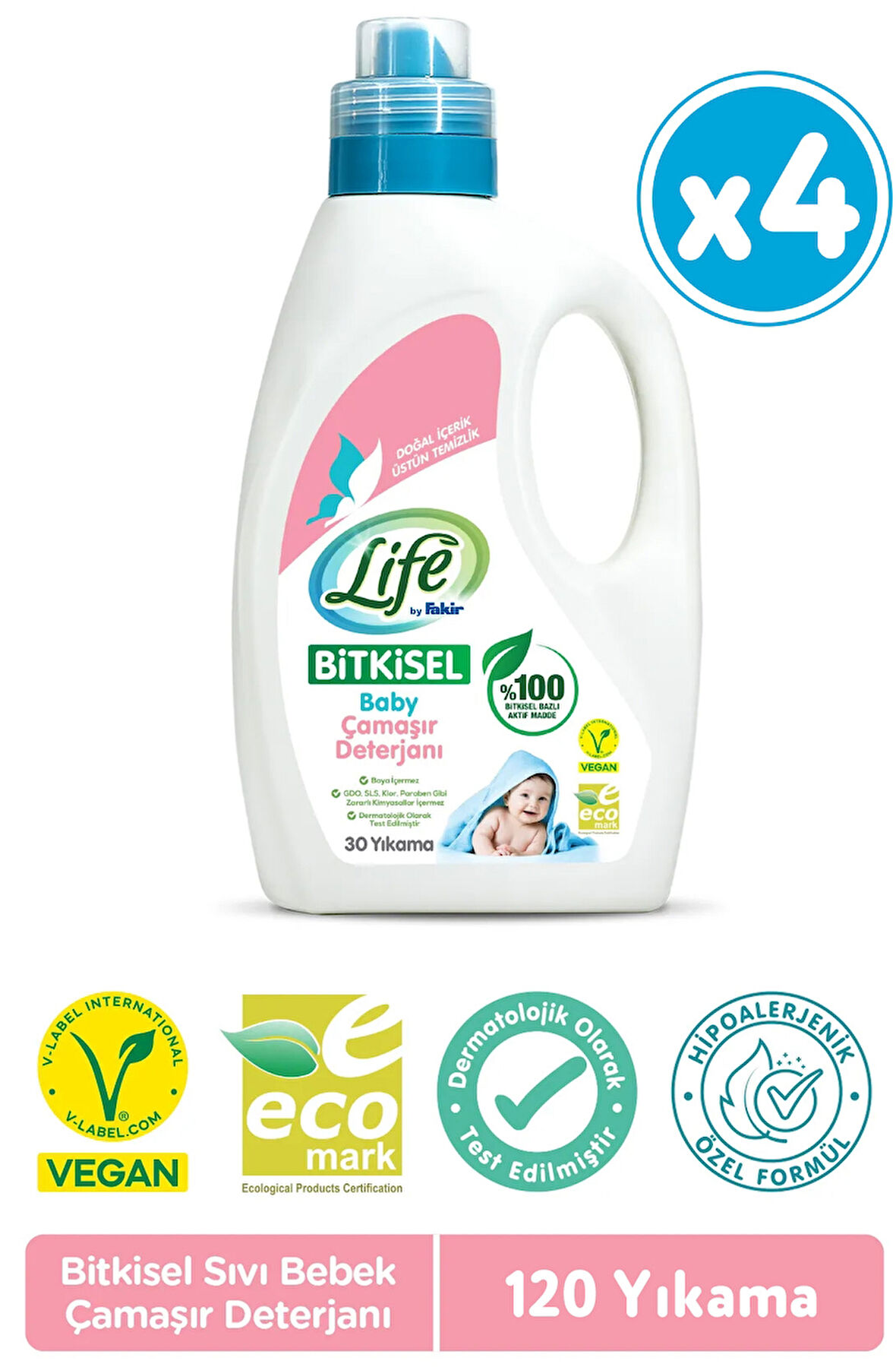 Life By Fakir Bitkisel Sıvı Bebek Çamaşır Deterjanı 1500 ml x 4 Adet