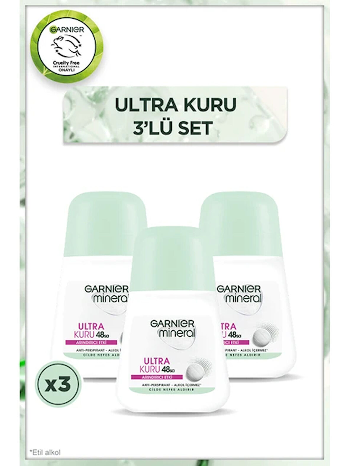 Garnier Mineral Ultra Kuru Roll On Deodorant 50 ml x 3 Adet