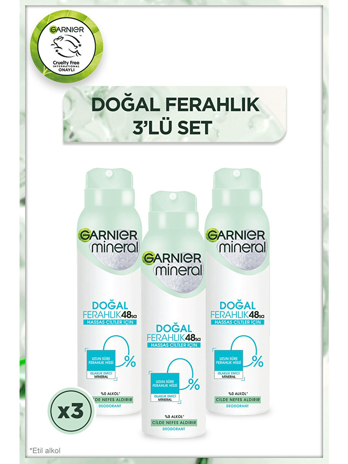 Garnier Mineral Doğal Ferahlık Sprey Deodorant 150 ml x 3 Adet