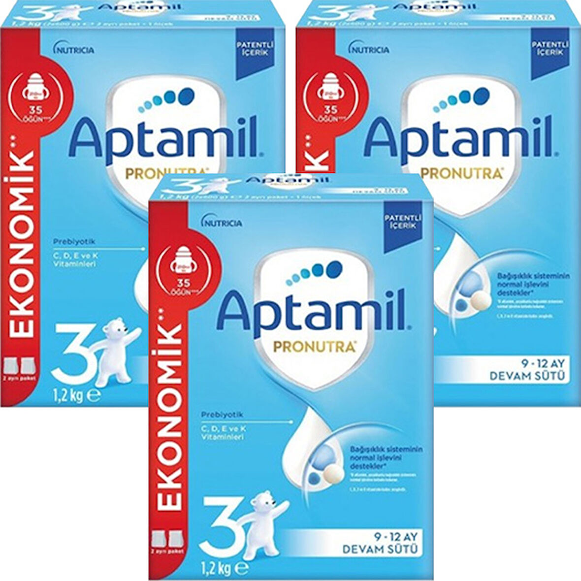 Aptamil 3 Pronutra Devam Sütü 1200 g 9-12 Ay x 3 Adet