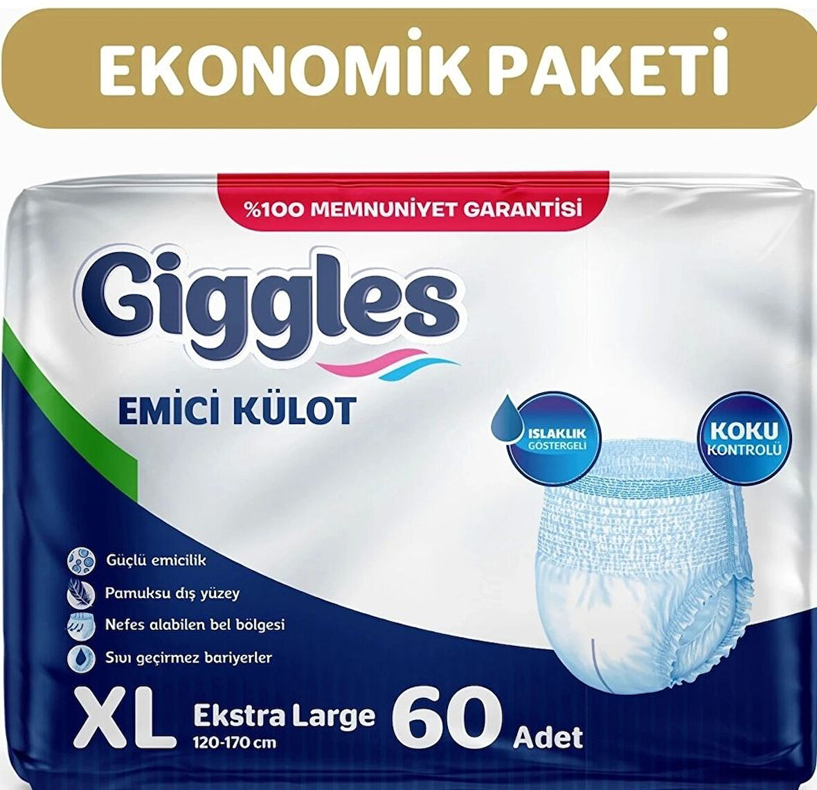 Giggles Yetişkin Emici Külot Ekstra Büyük Boy 30 lu x 2 Adet