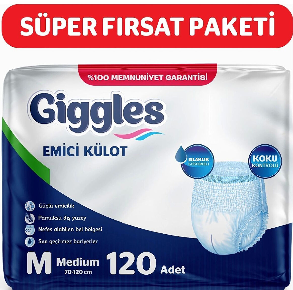 Giggles Yetişkin Emici Külot Medium 30 lu x 4 Adet