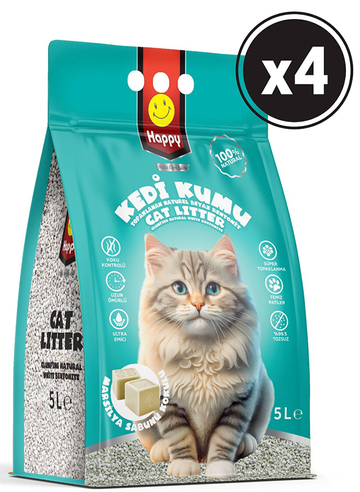 Happy Clean Kedi Kumu marsilya Sabunu 5 lt x 4 Adet