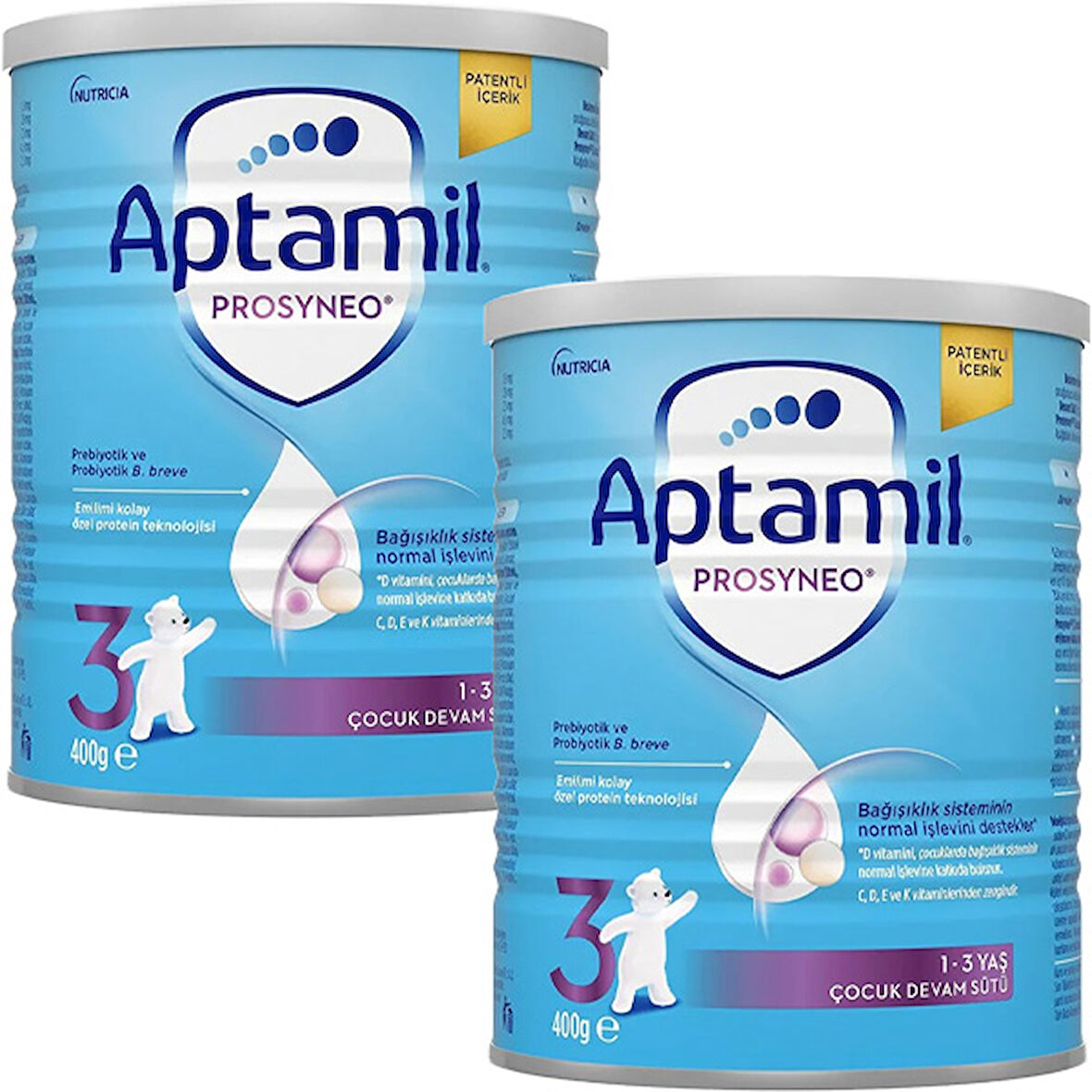 Aptamil 3 Çocuk Devam Sütü Yeni Prosyneo 1+ Yaş 400 gr x 2 Adet
