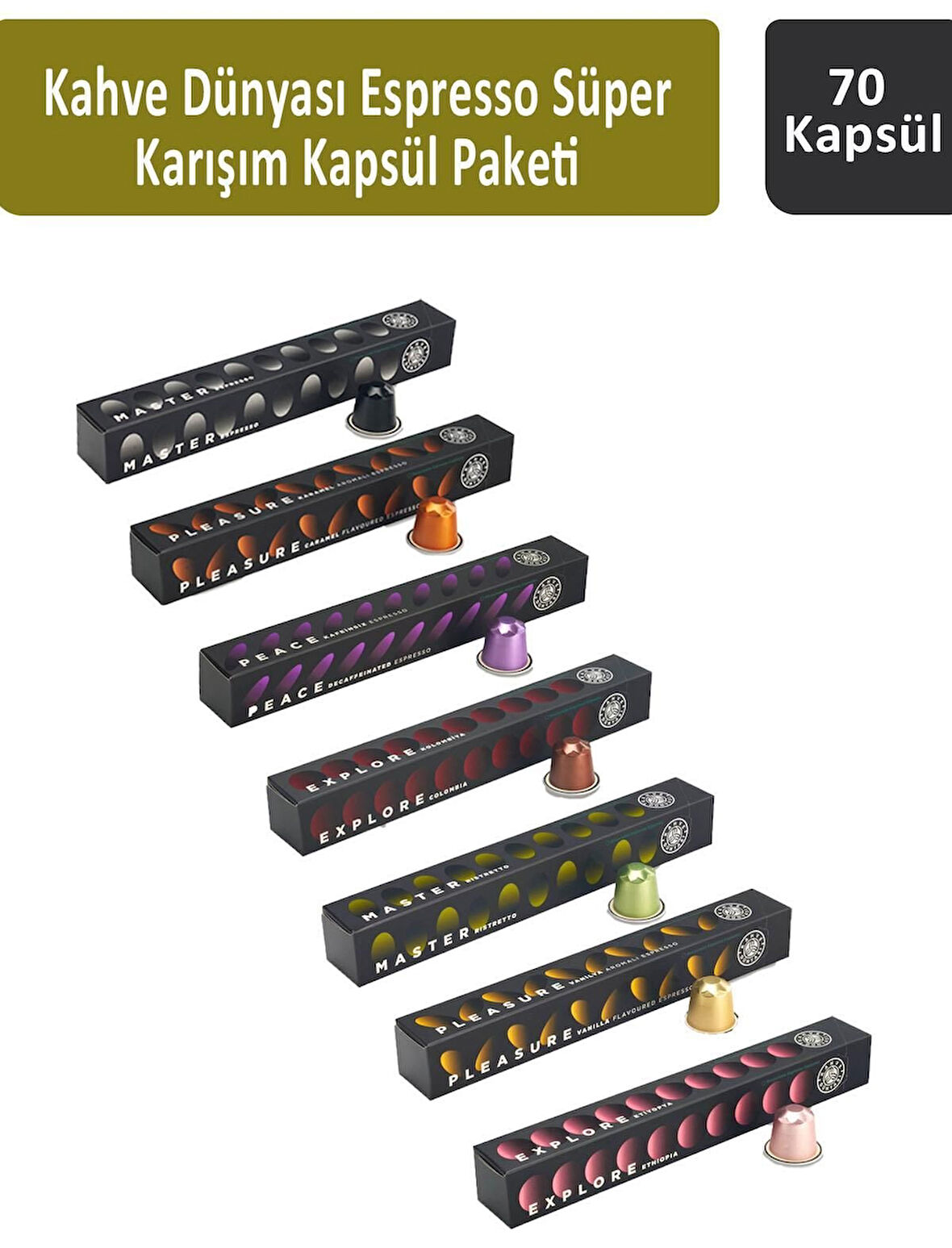 Kahve Dünyası Espresso Süper Karışım Kapsül Paketi 10 Kapsül x 7 Adet