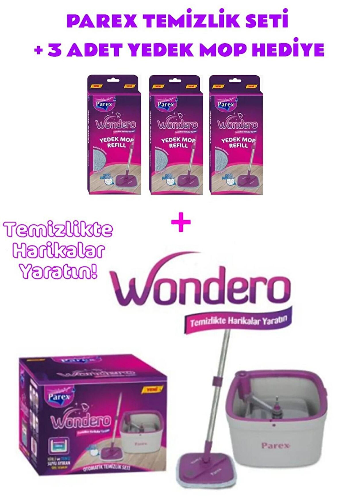 Parex Wondero Temizlik Seti + 3 Adet Yedek