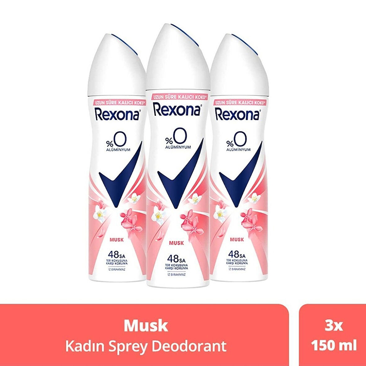 Rexona Kadın Sprey Deodorant Musk %0 Alüminyum 150 ml x 3 Adet
