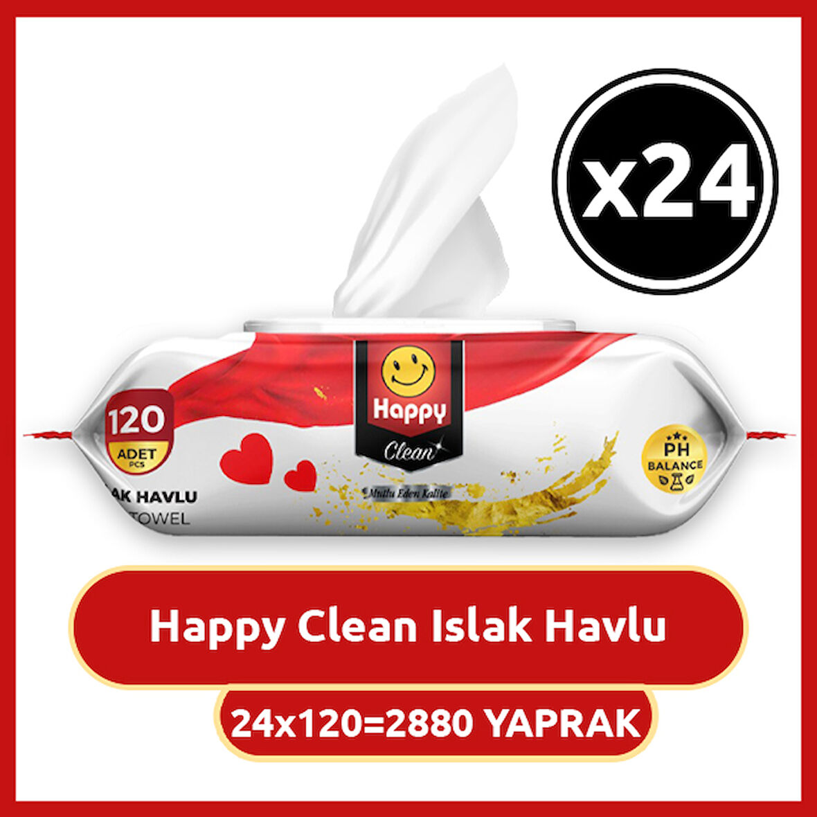 Happy Clean Islak Havlu 120 li x 24 Adet