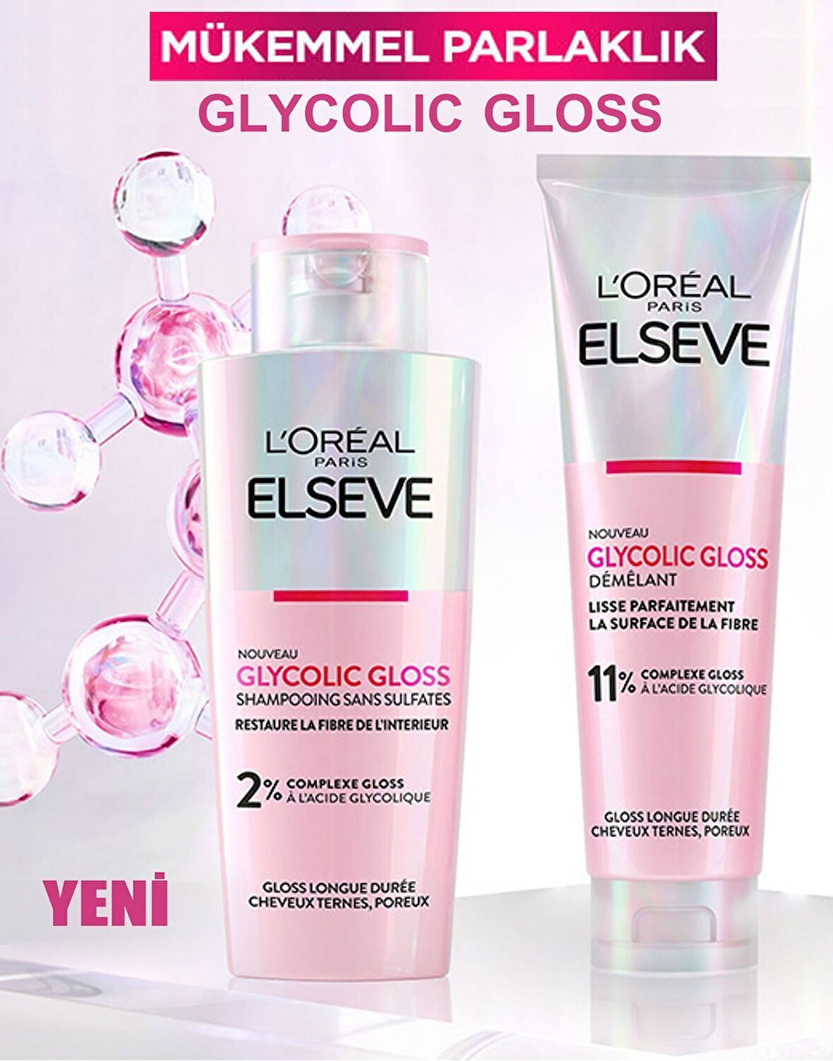 Loreal Paris Elseve Glycolic Gloss Mükemmel Parlaklık Saç Bakım Seti