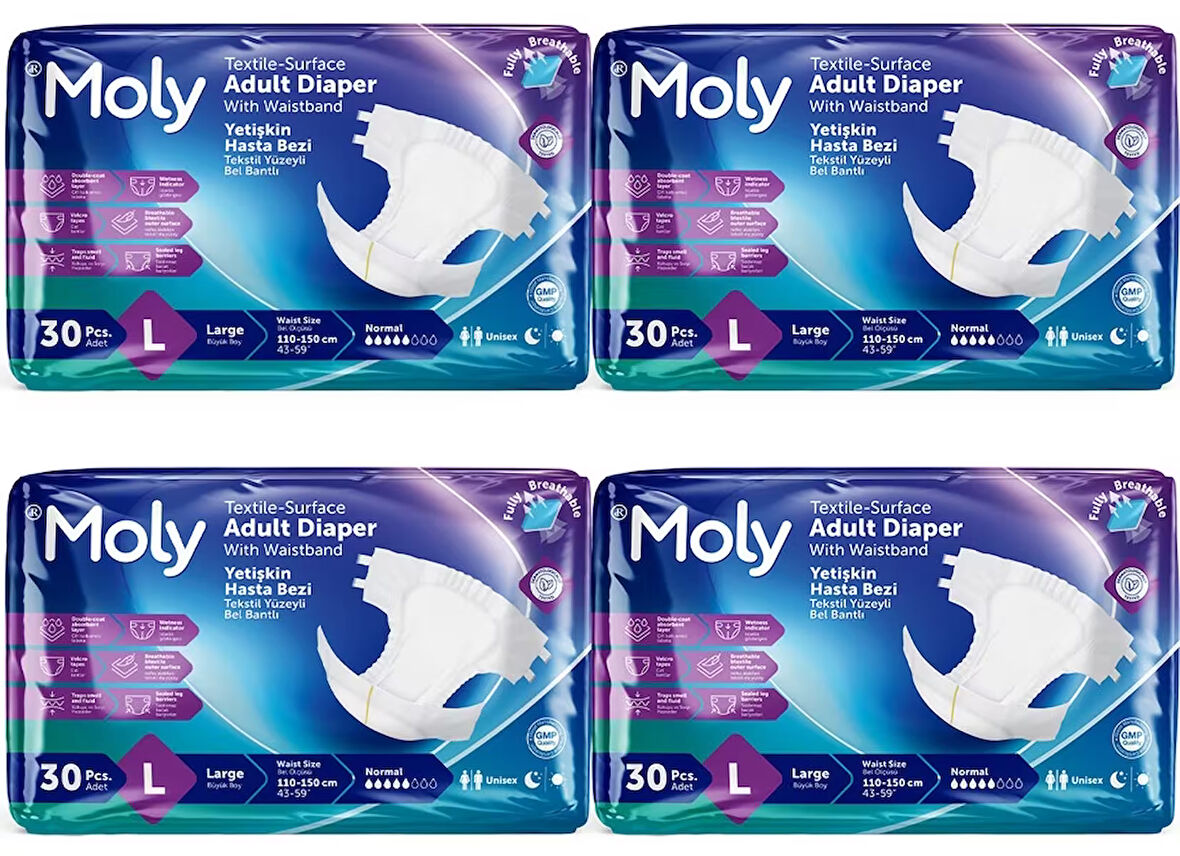Moly Belbantlı Hasta Bezi Büyük Boy 30 lu x 4 Adet