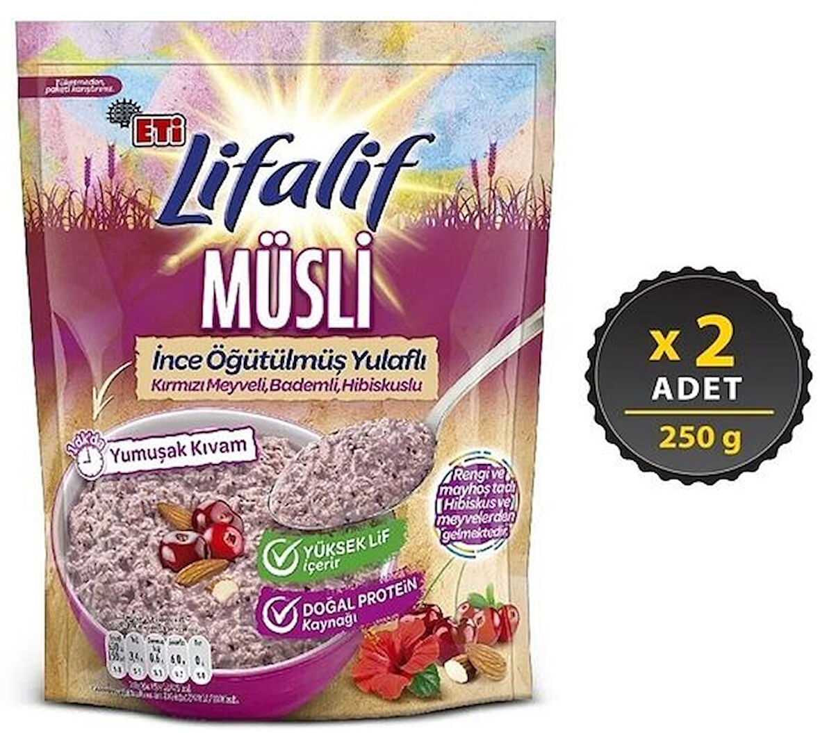Eti Lifalif İnce Öğütülmüş Müsli Hibiskuslu 250 gr x 2 Adet