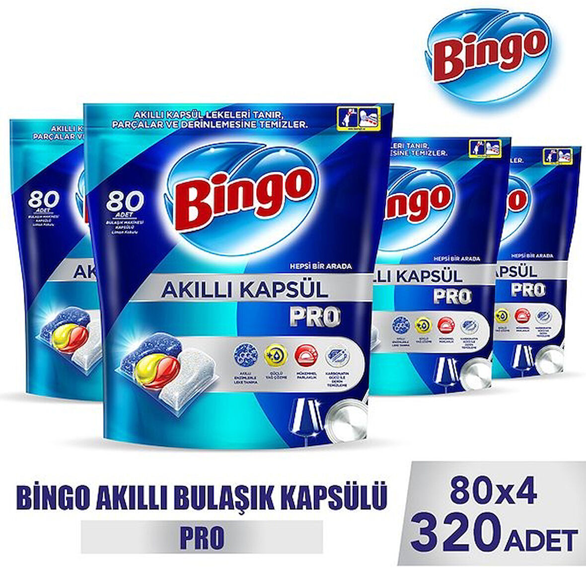 Bingo Akıllı Kapsül Pro Bulaşık Makinesi Deterjanı Tableti 320 li