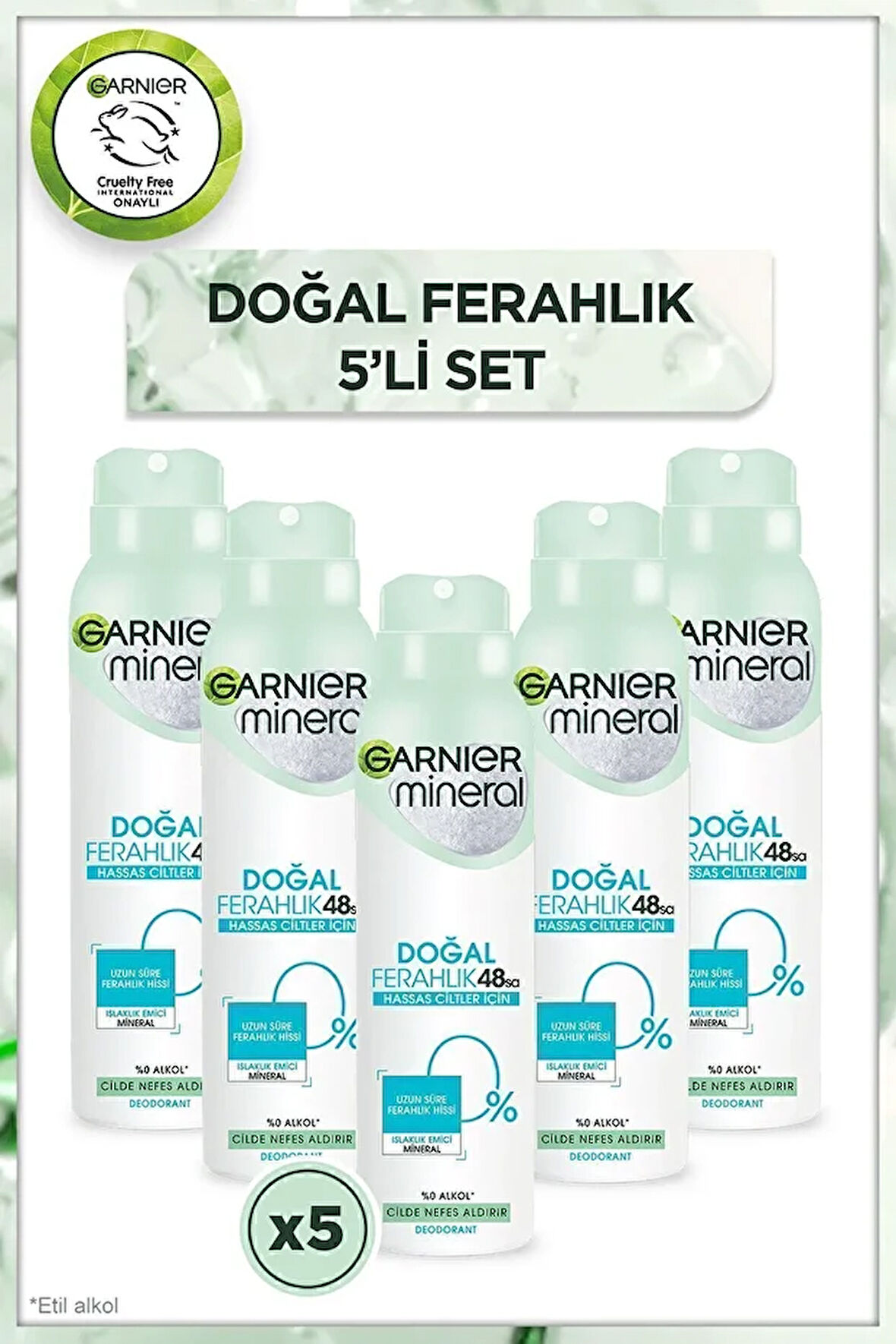 Garnier Mineral Doğal Ferahlık Sprey Deodorant 150 ml x 5 Adet