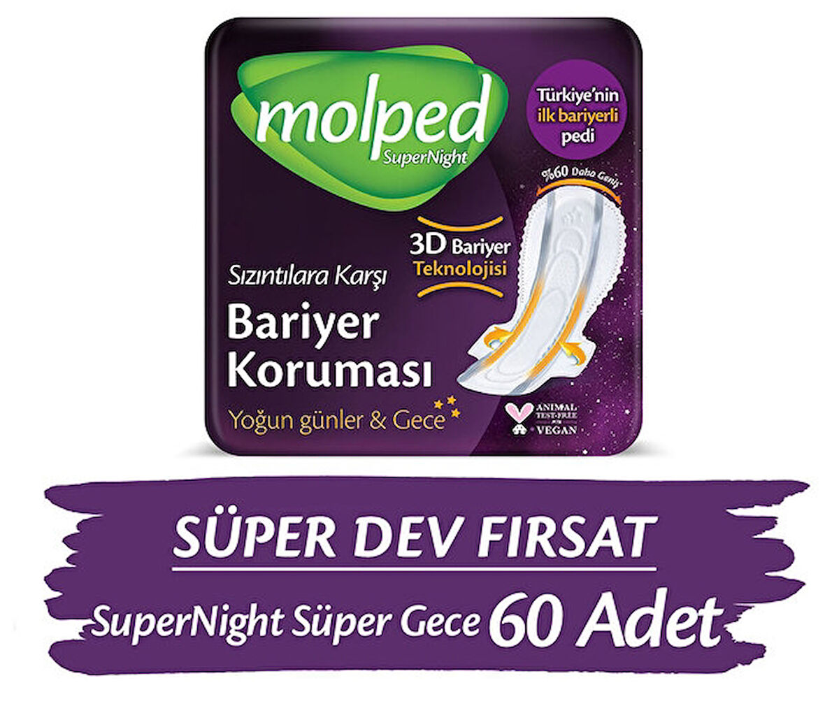 Molped Supernight Süper Gece Hijyenik Ped 20 li x 3 Adet