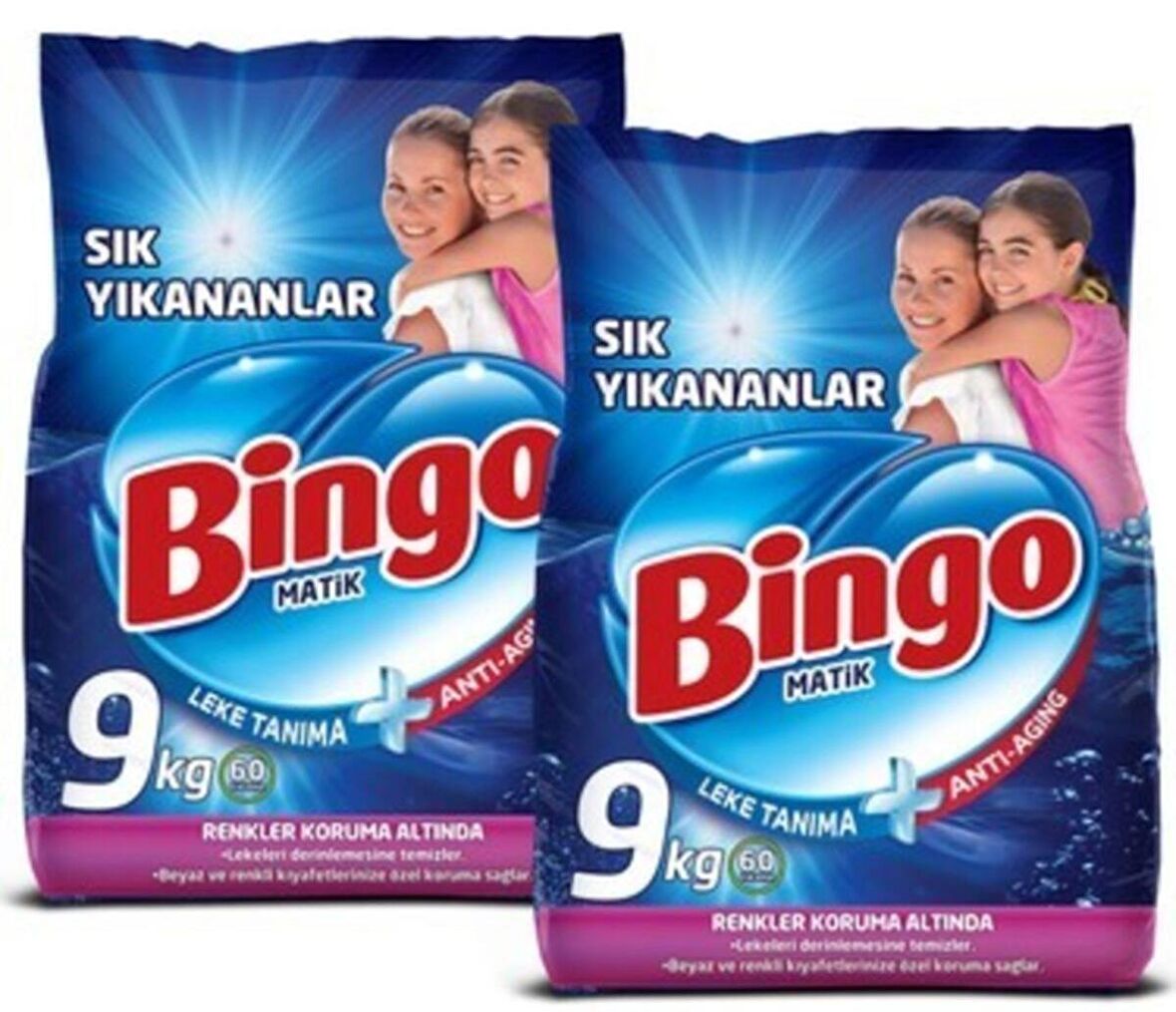 Bingo Matik Sık Yıkanan Çamaşırlara Özel 9 Kg x 2 Adet
