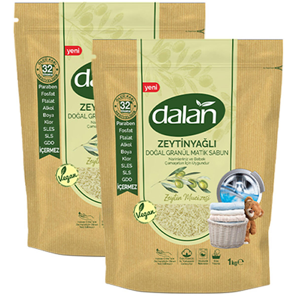 Dalan Granül Sabun Doğal Zeytinyağlı 1000 Gr x 2 Adet