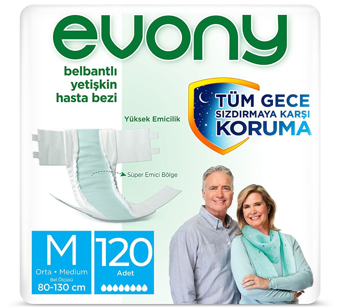 Evony Belbantlı Yetişkin Hasta Bezi Medium 30 lu x 4 Adet