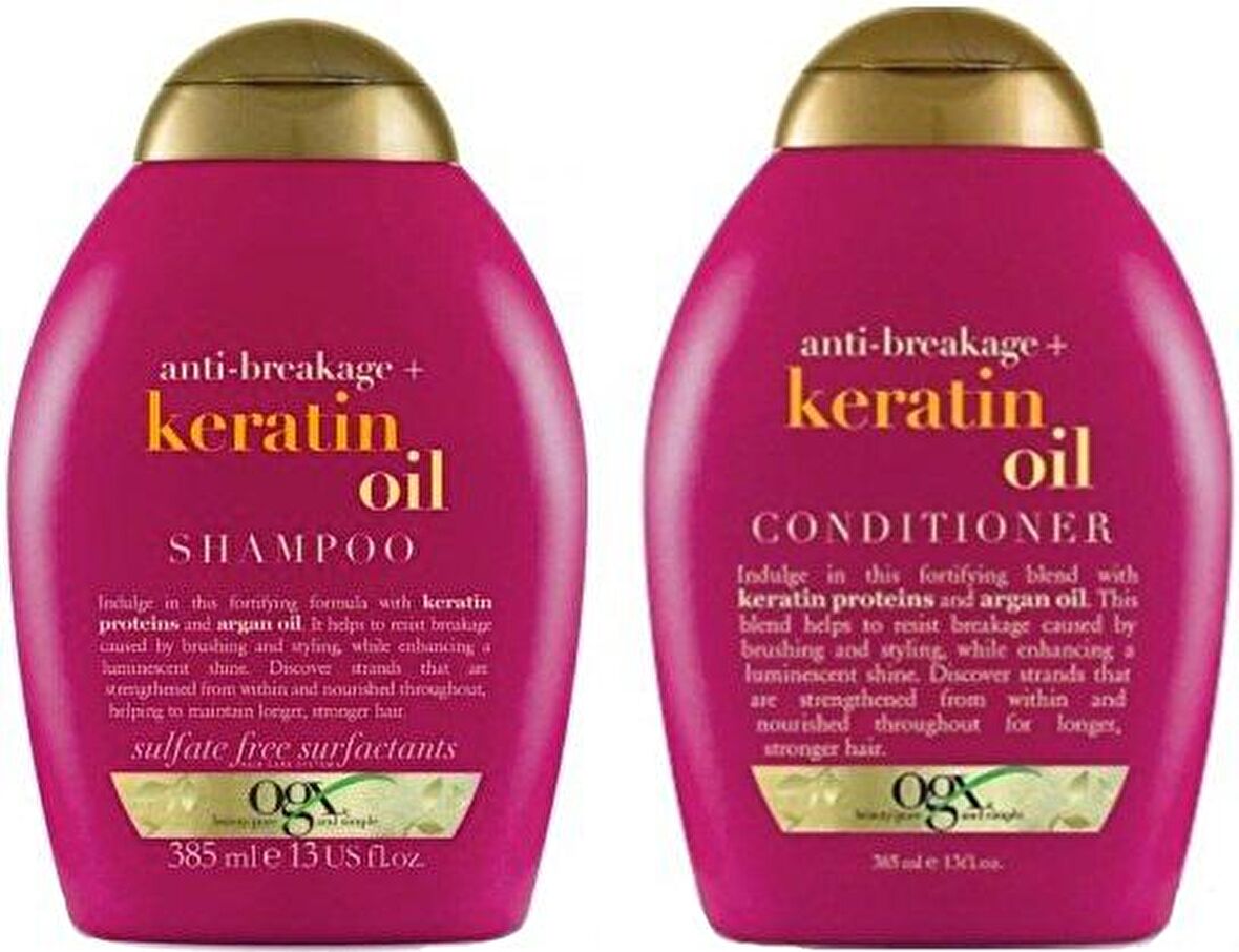 Ogx Keratin Oil Kırılma Karşıtı Şampuan 385 ml + Saç Kremi 385 ml