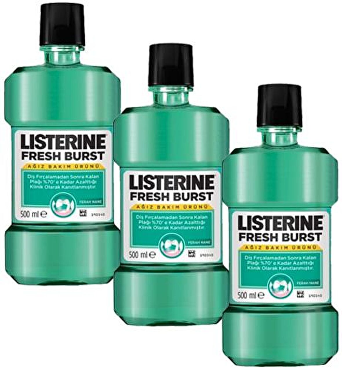 Listerine Ağız Bakm Suyu Fresh Burst Ferah Nane 500 ml x 3 Adet