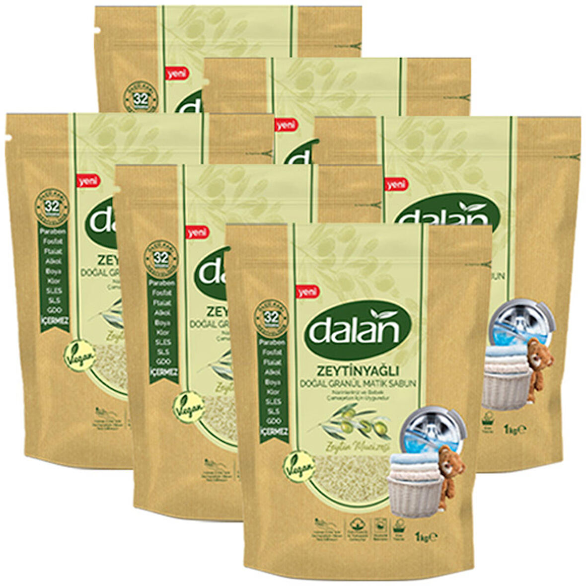 Dalan Granül Sabun Doğal Zeytinyağlı 1000 gr x 6 Adet