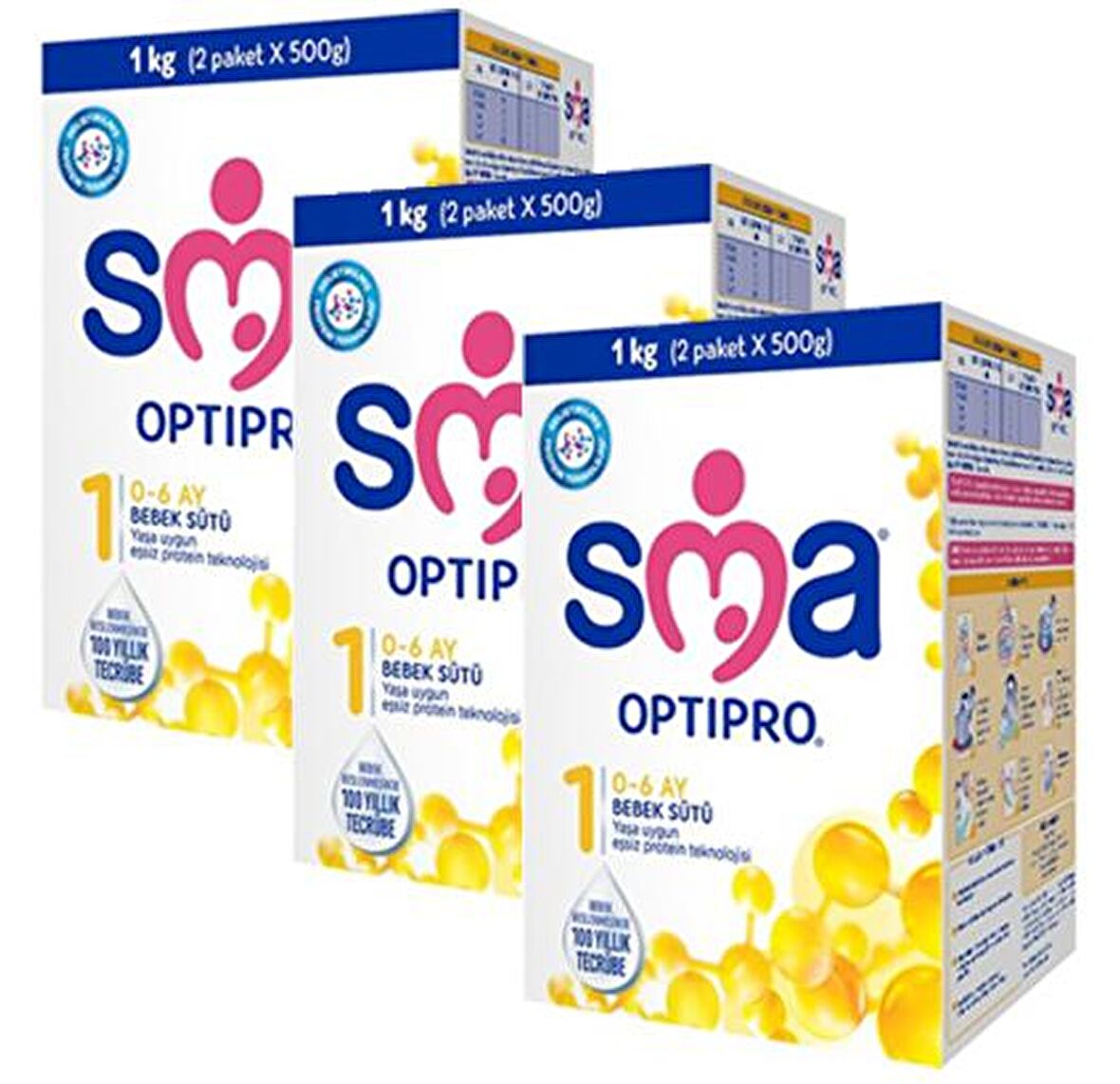 SMA Optipro 1 0-6 Ay Bebek Sütü 1000 gr x 3 Adet