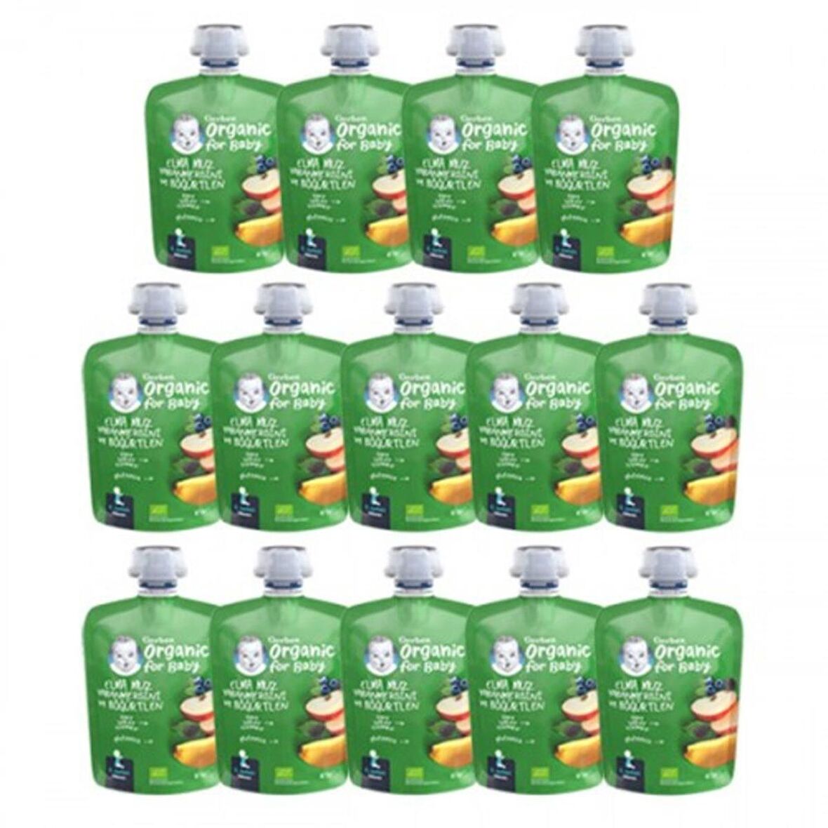 Gerber Organik Muzlu Yabanmersinli Böğürtlenli Elma Püresi 90g x 14