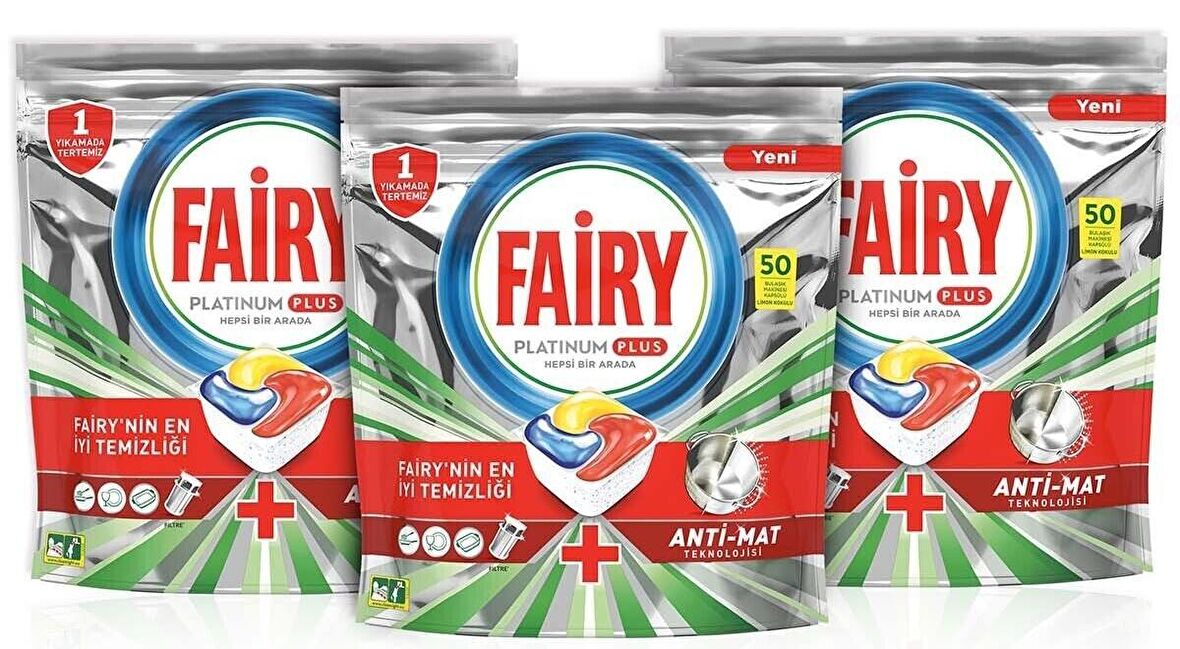 Fairy Platinum Plus 150 Yıkama Tablet Bulaşık Makinesi Deterjanı 3x50 Adet 