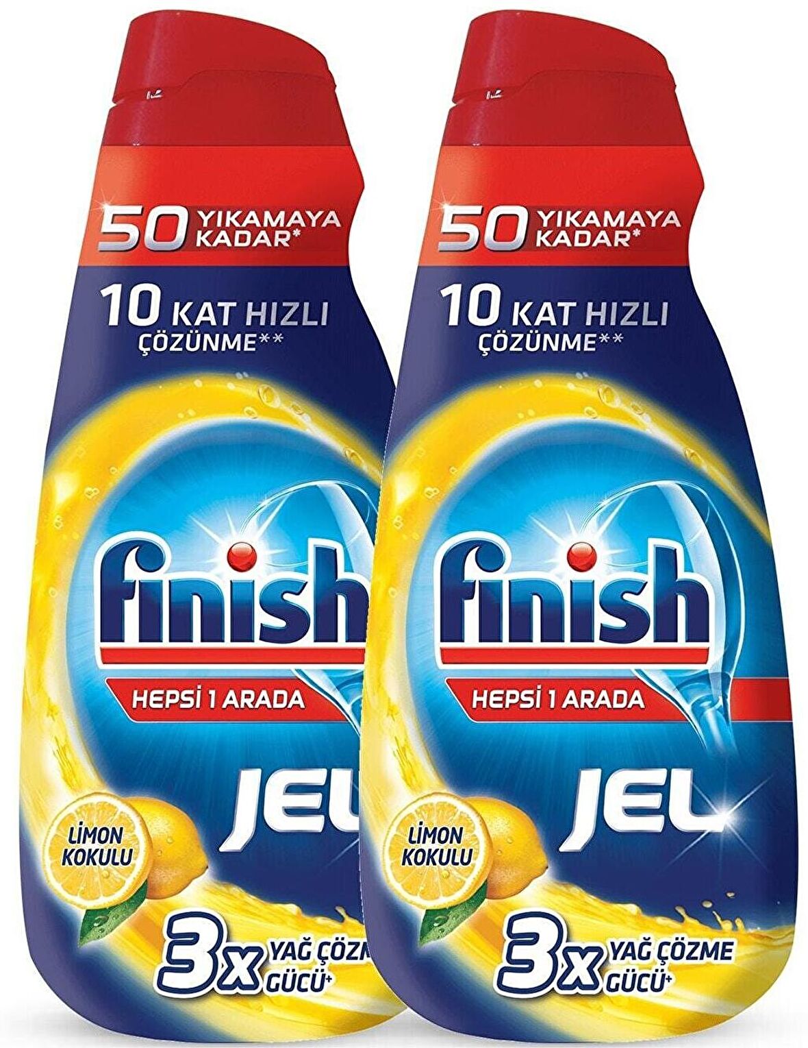 Finish Hepsi Bir Arada Limon Kokulu Jel Bulaşık Makinesi Deterjanı 2x1000 ml 