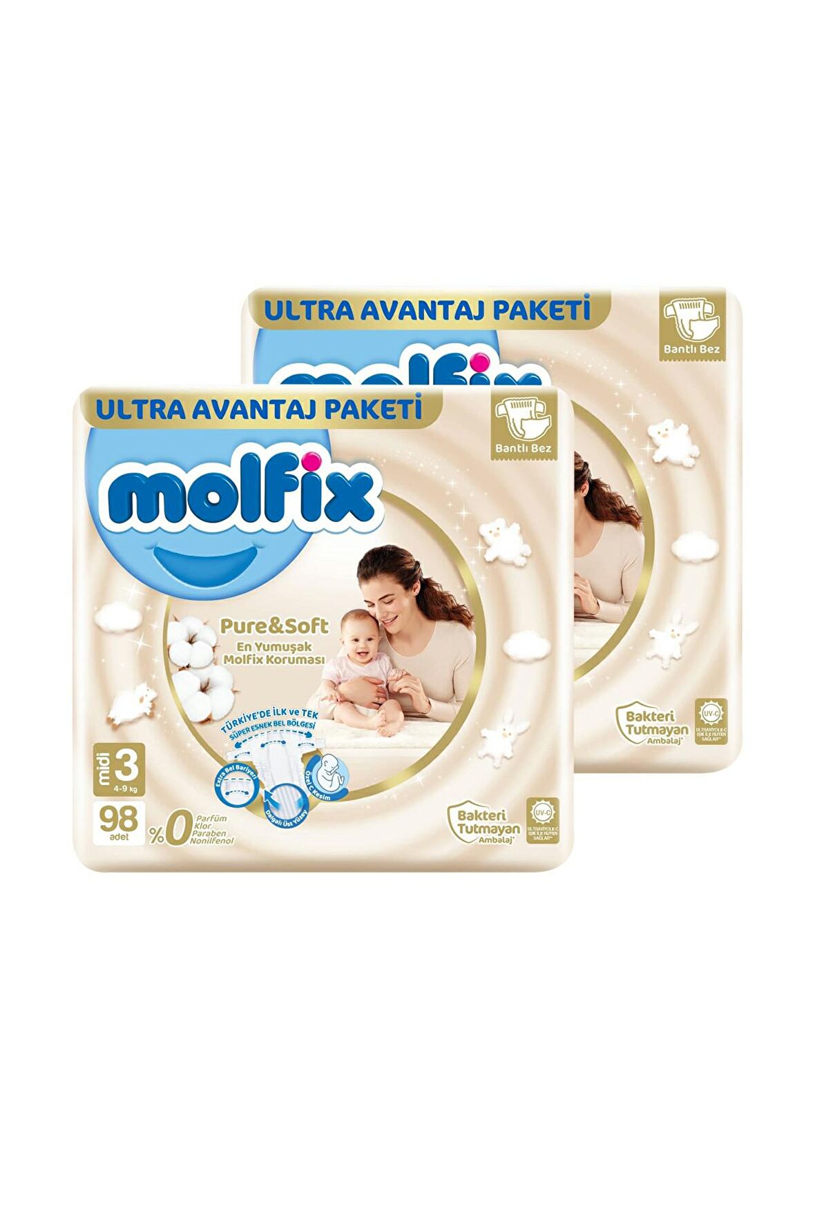 Molfix Pure &Amp; Soft Bebek Bezi Midi 3 No 98 Li X 2'li