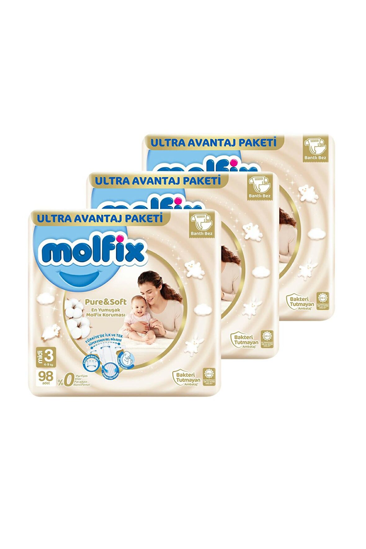 Molfix Pure &Amp; Soft Bebek Bezi Midi 3 No 98 Li X 3'li