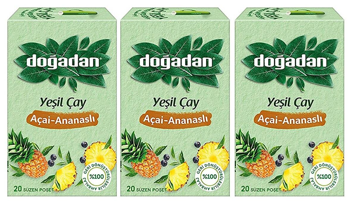 Doğadan Açai Ananas Yeşil Çay 20 li x 3 Adet