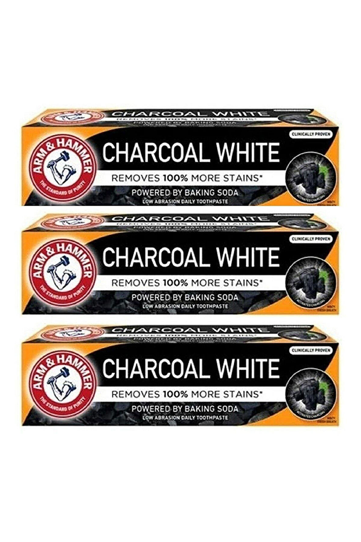 Arm Hammer Kömür Beyaz Charcoal White Diş Macunu 75 Ml X 3 Adet