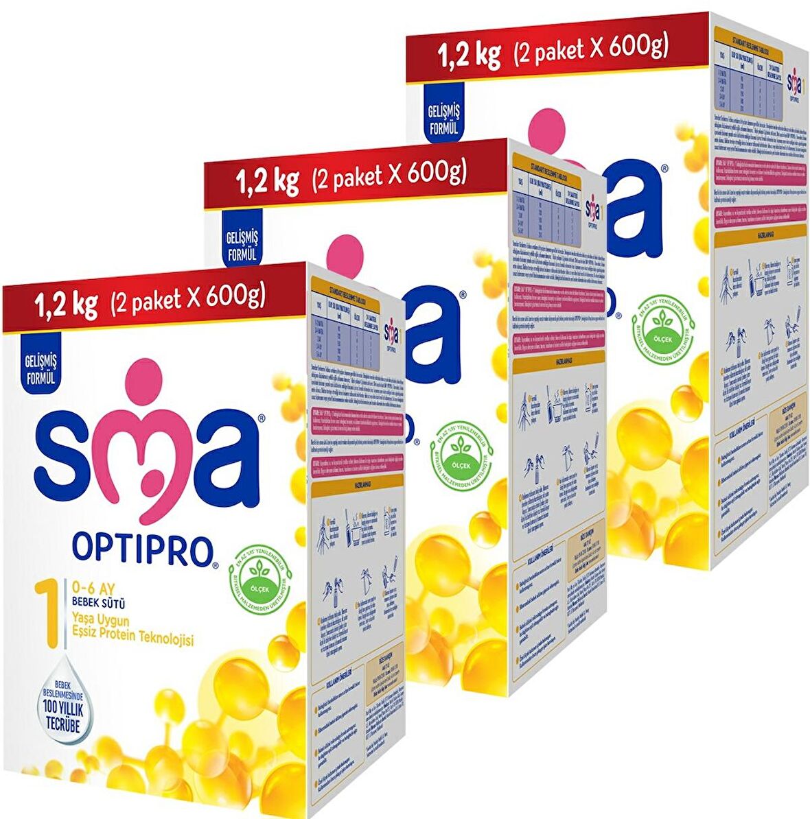 SMA Optipro 1 Prebiyotik Bebek Sütü 3 x 1200 gr