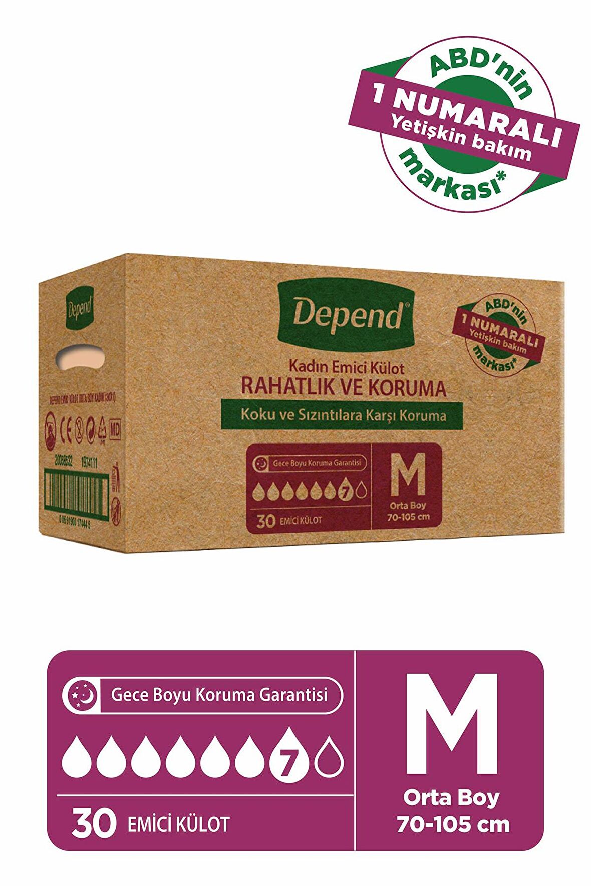 Depend Emici Külot Kadın Orta Boy 10 lu x 3 Adet