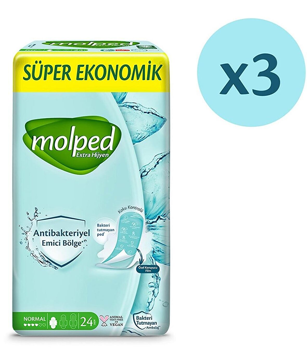 Molped Extra Normal Hijyenik Ped 3x24 Adet