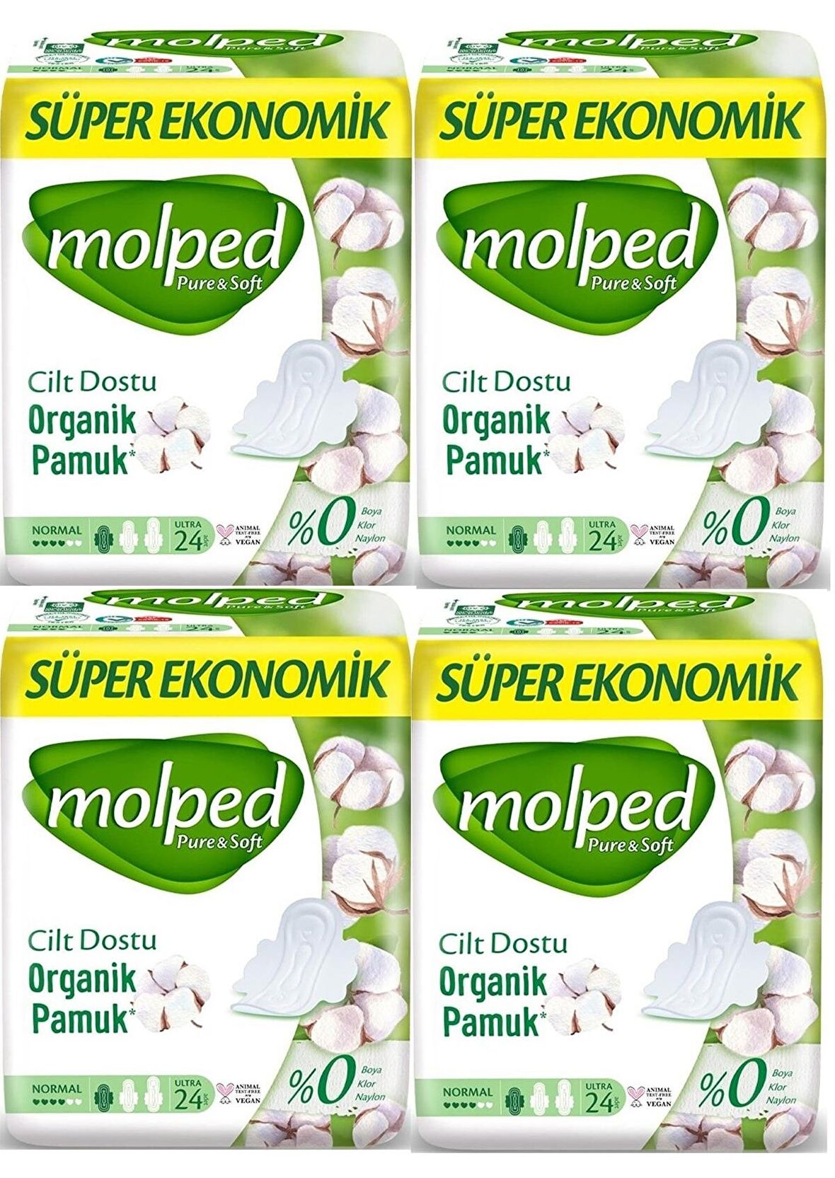 Molped Pure &amp; Soft Normal Süper Ekonomik Ped 24 lü x 4 Adet