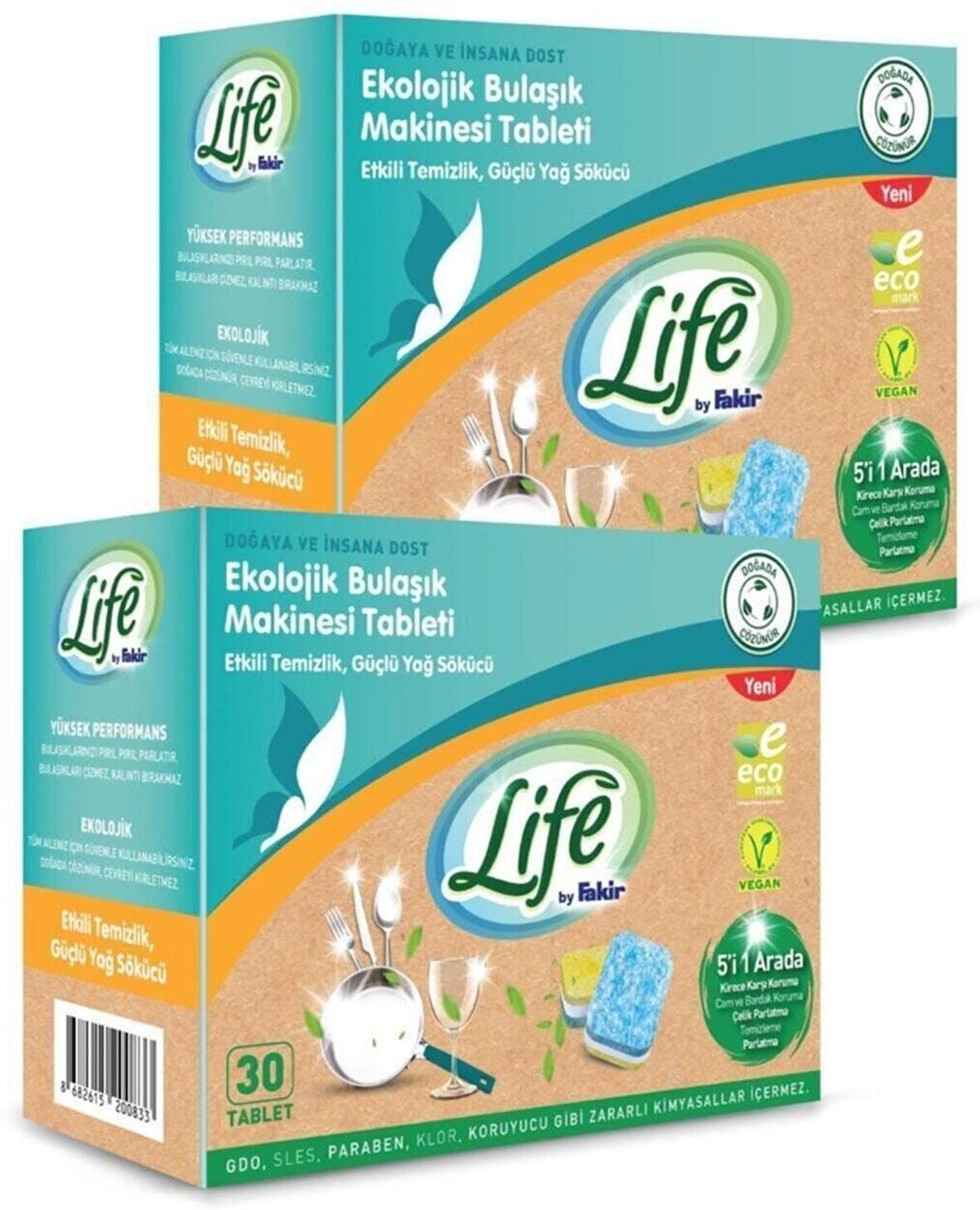 Life By Fakir Ekolojik Vegan Bulaşık Deterjanı Tableti 30 lu x 2 Adet