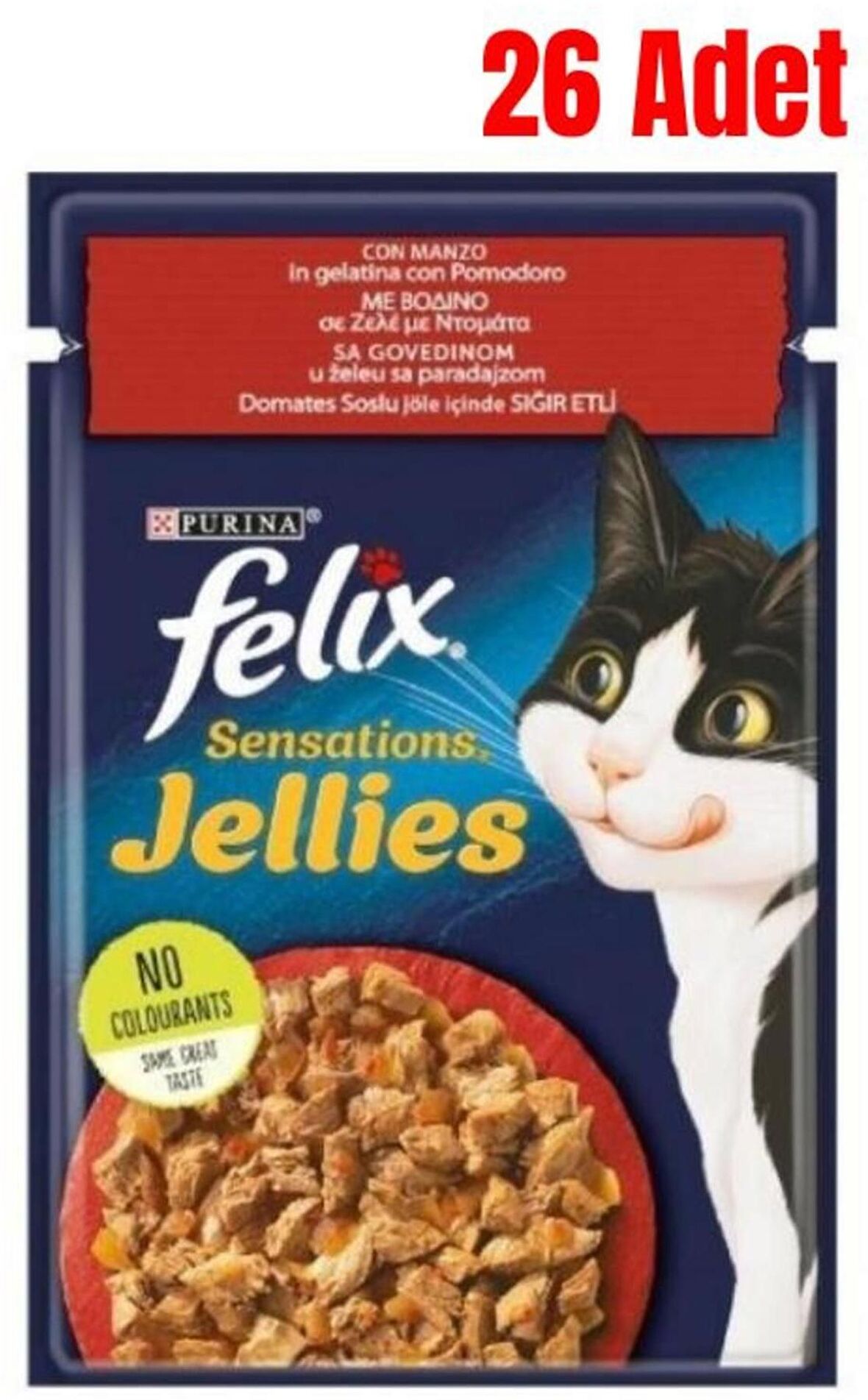 Felix Sensation Sığır Ve Domatesli Kedi Yaş Mama 85 gr X 26 Adet