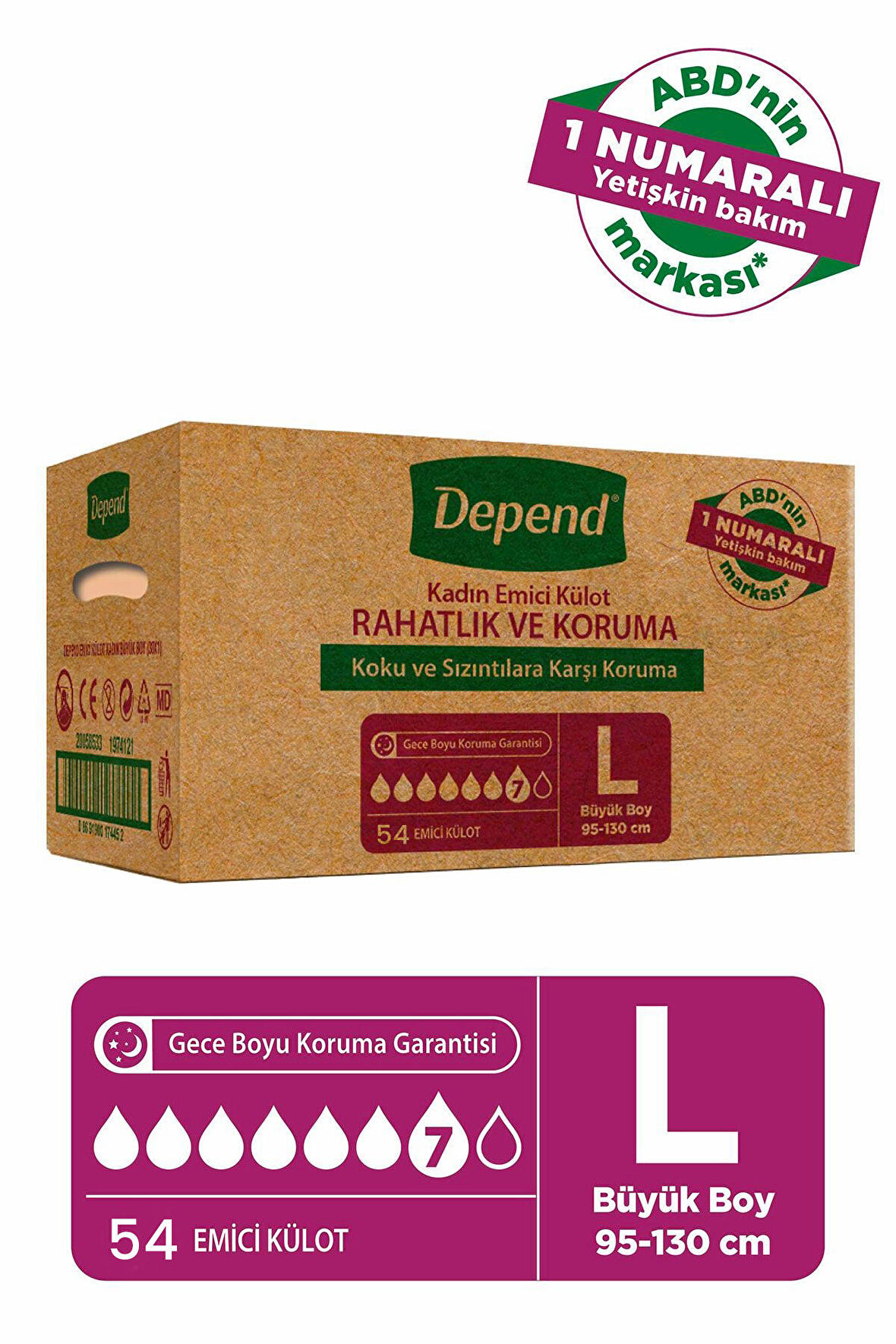 Depend Emici Külot Büyük Boy Kadın 9 lu x 6 Adet