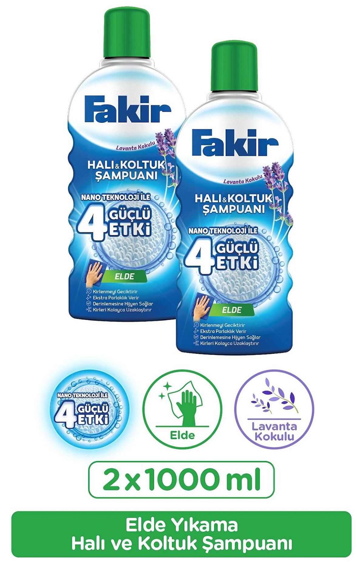 Fakir Elde Lavanta Nano Halı ve Koltuk Şampuanı 1000 ml x 2 Adet