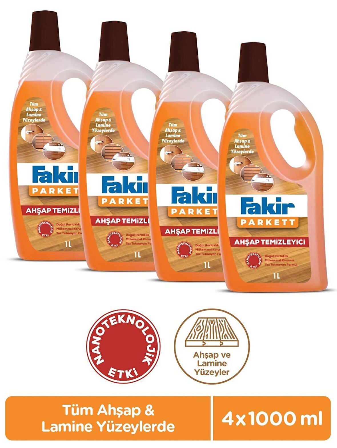 Fakir Parkett Nano Teknolojili Ahşap Temizleyici 1000 ml x 4 Adet