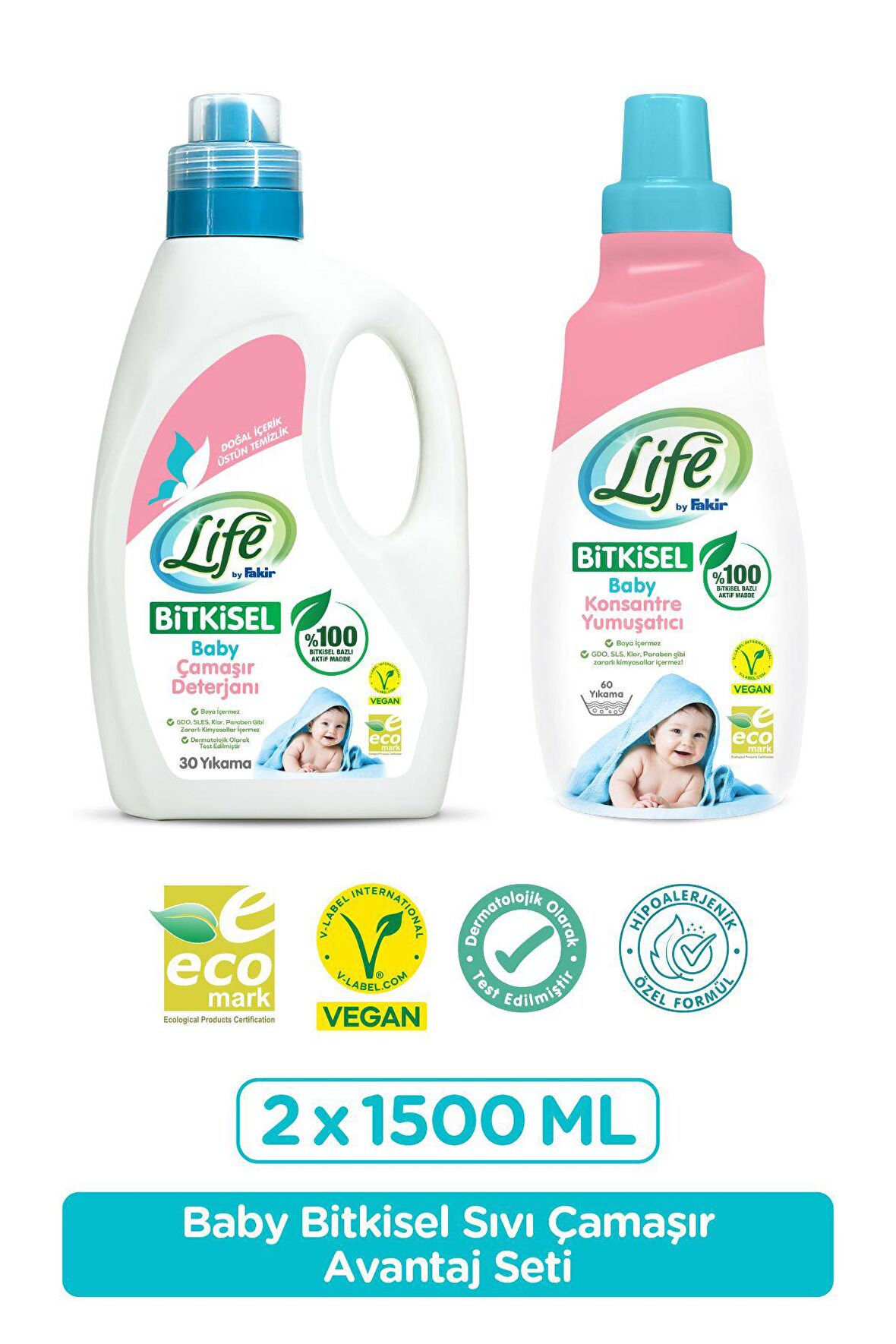 Life By Fakir Baby Sıvı Çamaşır Deterjanı ve Yumuşatıcı Seti