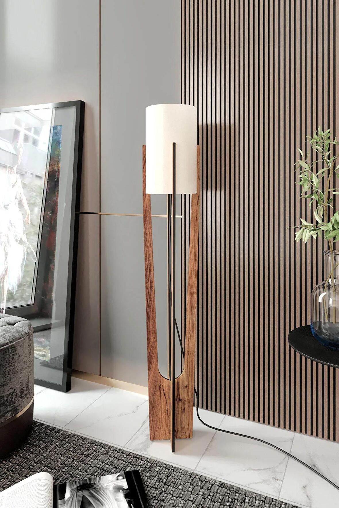 MESSER-CEVİZ-MİNİMALİST LAMBADER-KREM