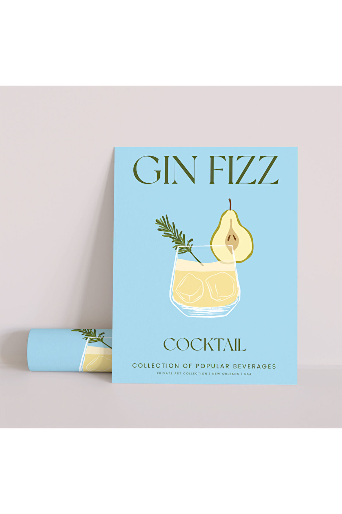 Dekoratif Çerçevesiz Poster Minimalist Paloma Kokteyl İllüstrasyonu