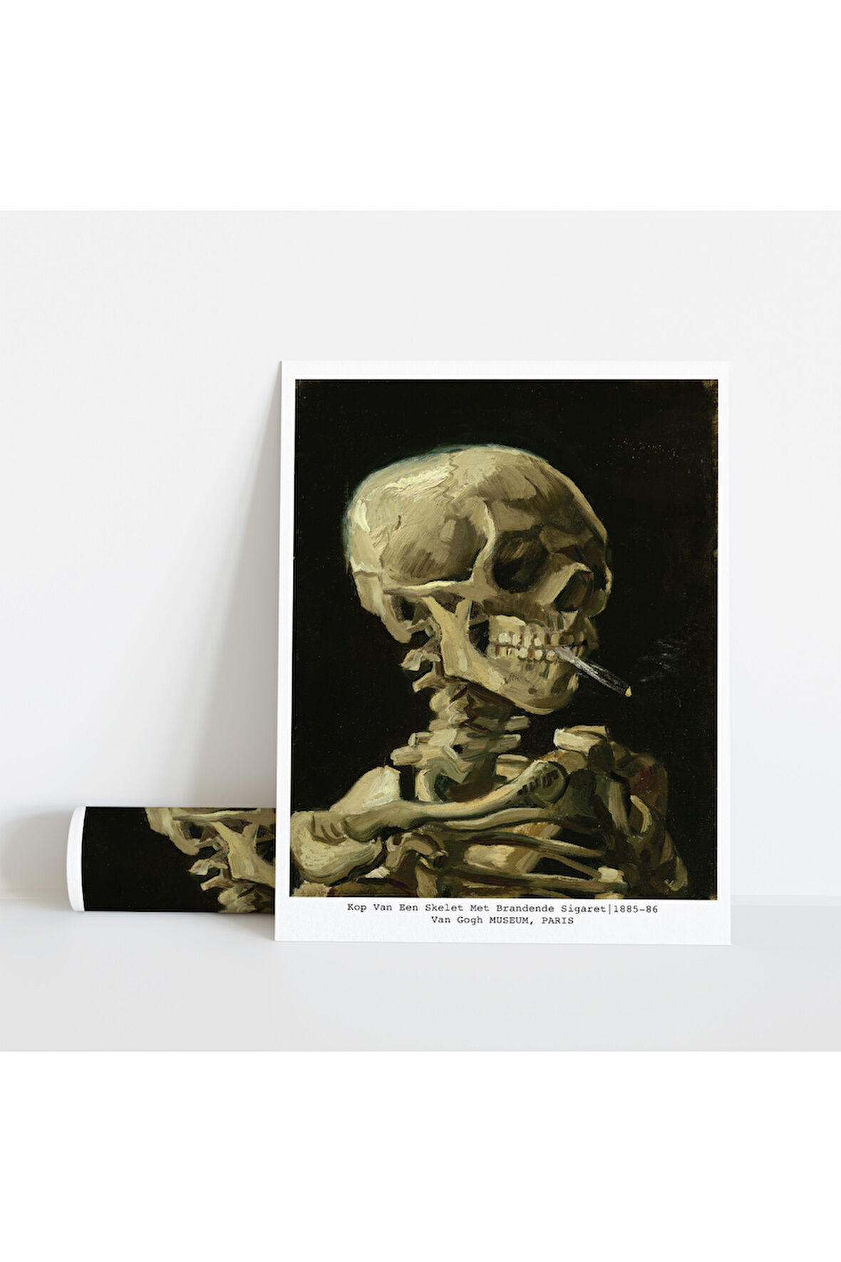 Dekoratif Çerçevesiz Poster Sigara İçen Kafatası Vincent van Gogh